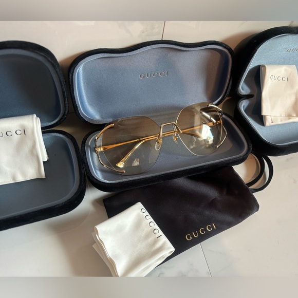 Gucci 💅✨ Brown Gradient Gold GG Lens 59 15 130 Women's Sunglasses GG0651S 005 - Picture 12 of 16